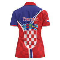 Personalized Croatia Coat of Arms Women Polo Shirt Checkerboard Style