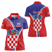 Personalized Croatia Coat of Arms Women Polo Shirt Checkerboard Style