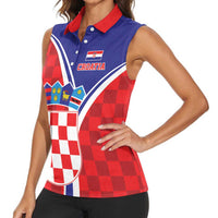 Personalized Croatia Coat of Arms Women Sleeveless Polo Shirt Checkerboard Style