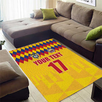 Custom Colombia Football Area Rug Retro Yellow Style