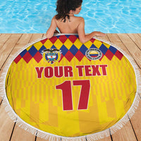Custom Colombia Football Beach Blanket Retro Yellow Style