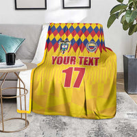 Custom Colombia Football Blanket Retro Yellow Style