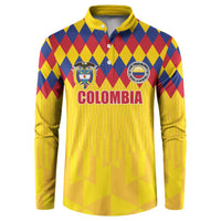 Custom Colombia Football Button Sweatshirt Retro Yellow Style
