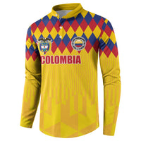 Custom Colombia Football Button Sweatshirt Retro Yellow Style