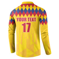 Custom Colombia Football Button Sweatshirt Retro Yellow Style