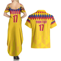 Custom Colombia Football Couples Matching Summer Maxi Dress and Hawaiian Shirt Retro Yellow Style