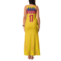 Custom Colombia Football Family Matching Tank Maxi Dress and Hawaiian Shirt Retro Yellow Style