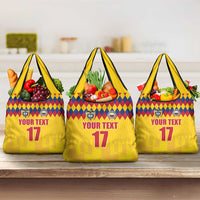 Custom Colombia Football Grocery Bag Retro Yellow Style