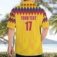 Custom Colombia Football Hawaiian Shirt Retro Yellow Style