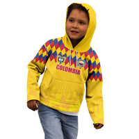 Custom Colombia Football Kid Hoodie Retro Yellow Style
