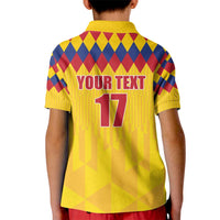 Custom Colombia Football Kid Polo Shirt Retro Yellow Style