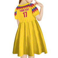 Custom Colombia Football Kid Short Sleeve Dress Retro Yellow Style