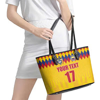 Custom Colombia Football Leather Tote Bag Retro Yellow Style