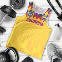 Custom Colombia Football Men Tank Top Retro Yellow Style