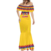 Custom Colombia Football Mermaid Dress Retro Yellow Style