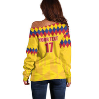Custom Colombia Football Off Shoulder Sweater Retro Yellow Style
