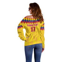 Custom Colombia Football Off Shoulder Sweater Retro Yellow Style