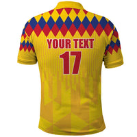Custom Colombia Football Polo Shirt Retro Yellow Style