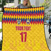 Custom Colombia Football Quilt Retro Yellow Style