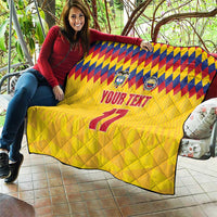 Custom Colombia Football Quilt Retro Yellow Style