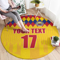 Custom Colombia Football Round Carpet Retro Yellow Style