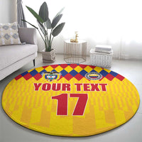 Custom Colombia Football Round Carpet Retro Yellow Style
