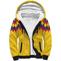 Custom Colombia Football Sherpa Hoodie Retro Yellow Style