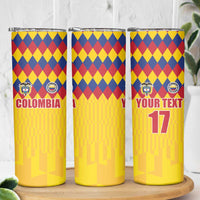 Custom Colombia Football Skinny Tumbler Retro Yellow Style