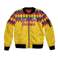 Custom Colombia Football Sleeve Zip Bomber Jacket Retro Yellow Style