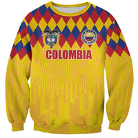 Custom Colombia Football Sweatshirt Retro Yellow Style