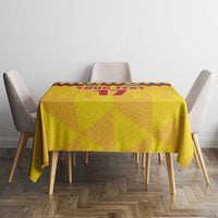 Custom Colombia Football Tablecloth Retro Yellow Style
