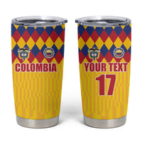 Custom Colombia Football Tumbler Cup Retro Yellow Style