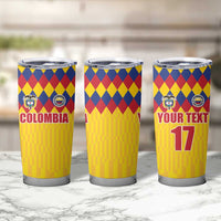 Custom Colombia Football Tumbler Cup Retro Yellow Style