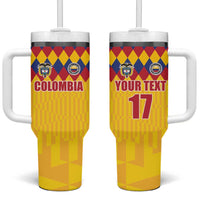 Custom Colombia Football Tumbler With Handle Retro Yellow Style