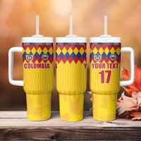 Custom Colombia Football Tumbler With Handle Retro Yellow Style