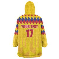 Custom Colombia Football Wearable Blanket Hoodie Retro Yellow Style