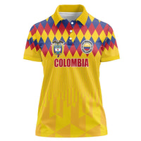 Custom Colombia Football Women Polo Shirt Retro Yellow Style