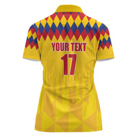 Custom Colombia Football Women Polo Shirt Retro Yellow Style
