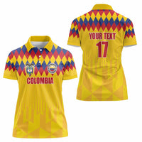 Custom Colombia Football Women Polo Shirt Retro Yellow Style