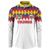 Custom Colombia Football Button Sweatshirt Retro White Style