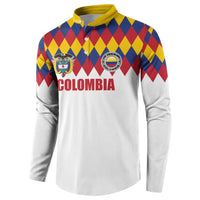 Custom Colombia Football Button Sweatshirt Retro White Style
