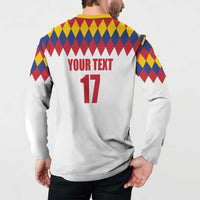 Custom Colombia Football Button Sweatshirt Retro White Style