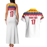 Custom Colombia Football Couples Matching Tank Maxi Dress and Hawaiian Shirt Retro White Style