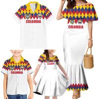 Custom Colombia Football Family Matching Mermaid Dress and Hawaiian Shirt Retro White Style
