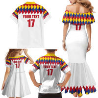 Custom Colombia Football Family Matching Mermaid Dress and Hawaiian Shirt Retro White Style