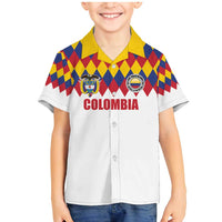 Custom Colombia Football Family Matching Mermaid Dress and Hawaiian Shirt Retro White Style