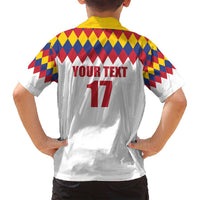 Custom Colombia Football Family Matching Puletasi and Hawaiian Shirt Retro White Style