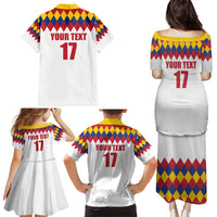 Custom Colombia Football Family Matching Puletasi and Hawaiian Shirt Retro White Style