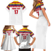 Custom Colombia Football Family Matching Short Sleeve Bodycon Dress and Hawaiian Shirt Retro White Style