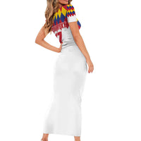 Custom Colombia Football Family Matching Short Sleeve Bodycon Dress and Hawaiian Shirt Retro White Style